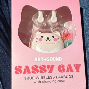 Sassy Cat Pink Earbud Headphones